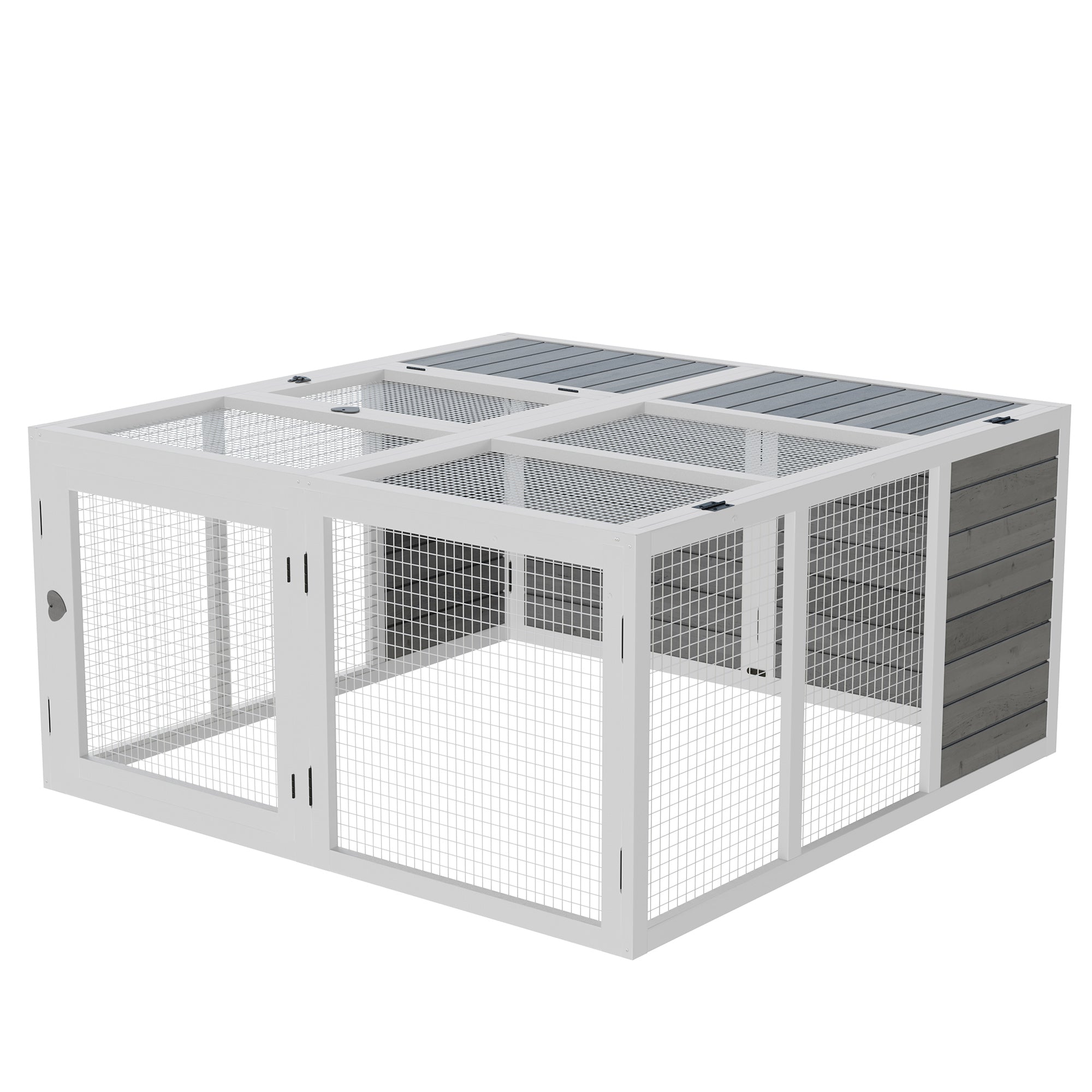 Rabbit Hutch with Openable Foldable Top, Door, for 1-4 Rabbits, for Outdoor, Backyard, Garden, Grey Rabbit Hutch Grey at Gallery Canada
