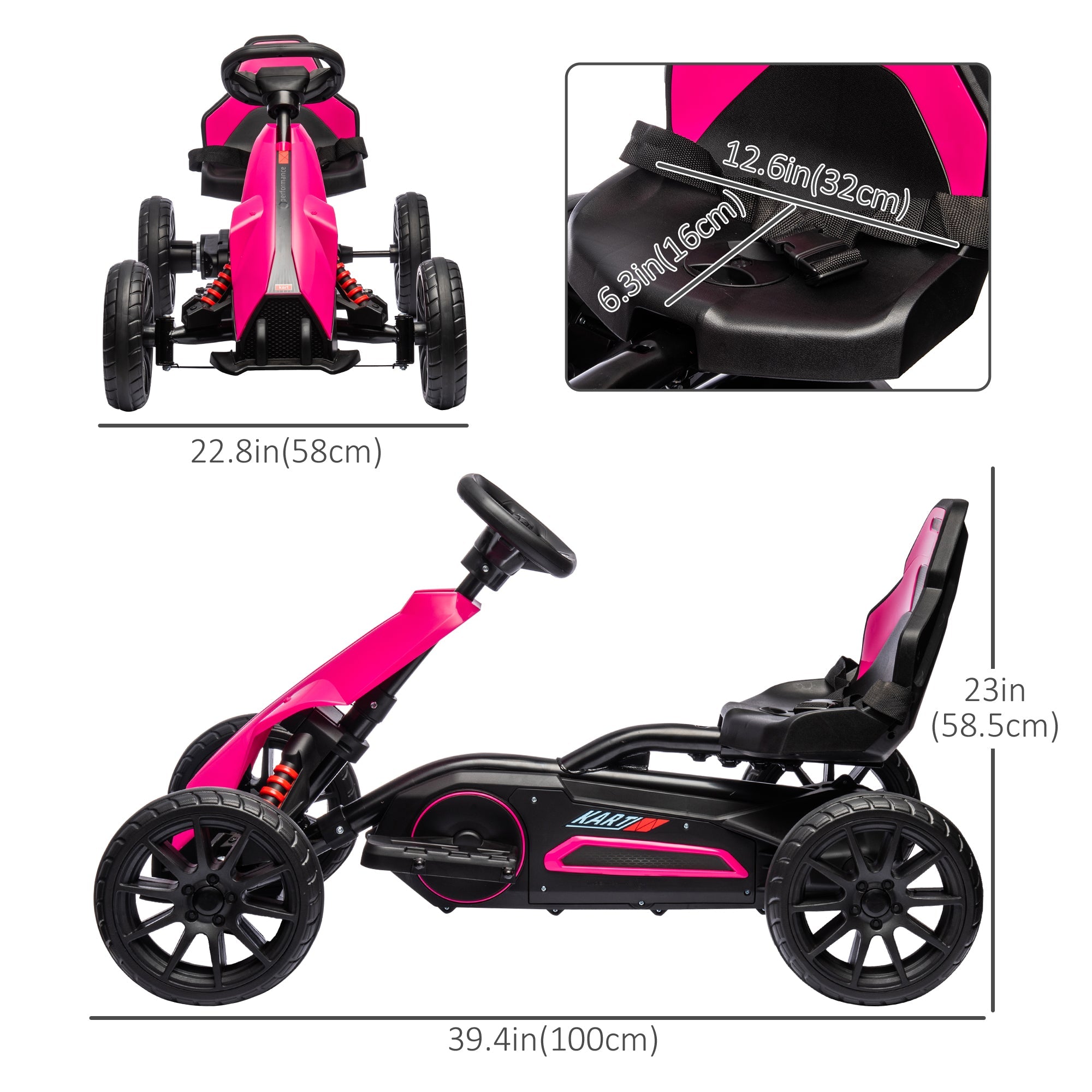 Electric Go Kart, 12V Outdoor Racer Car for Kids, with Forward Backward, Adjustable Speed, Ages 3-8 Years Old, Pink Electric Toy Cars   at Gallery Canada