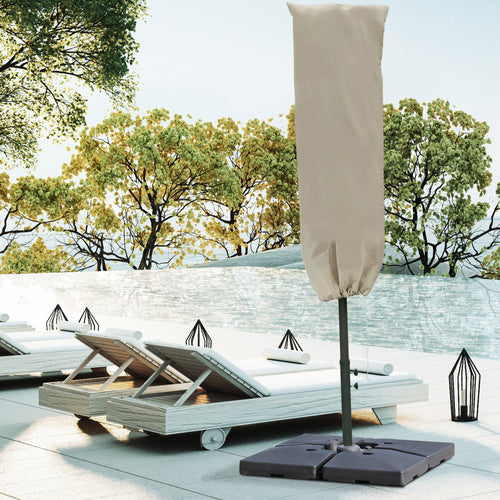 Garden Parasol Cover, Outdoor Cantilever Umbrella Cover with Zipper, Khaki