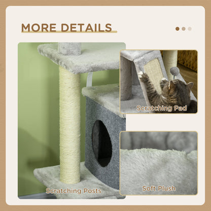 57.5" Cat Tree with Scratching Posts, Large Cat Tower for Indoor Cats with Bed, House, Toys, Grey Cat Posts   at Gallery Canada