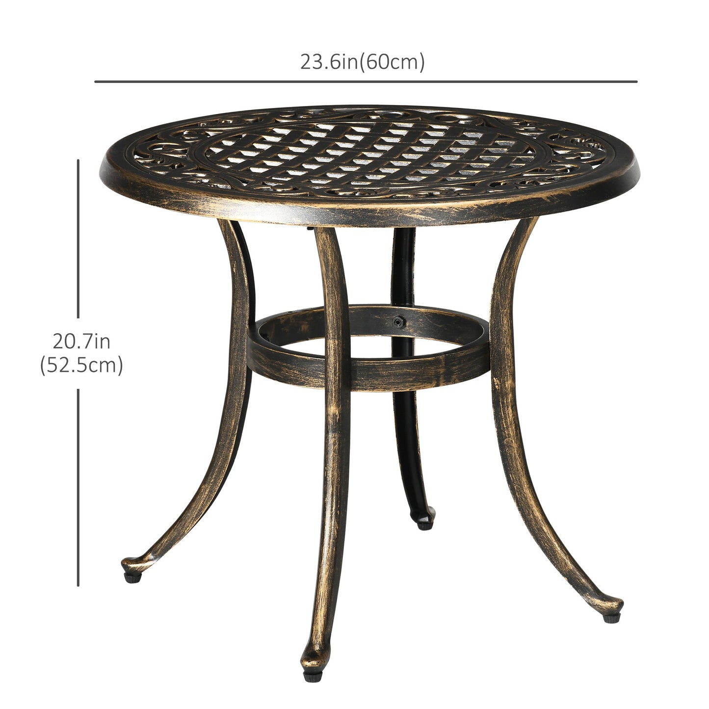 Ф23.6" Round Outdoor Side Table, Cast Aluminum Frame Patio Coffee Side Desk for Patio, Garden, Balcony, Bronze Patio Side Tables   at Gallery Canada