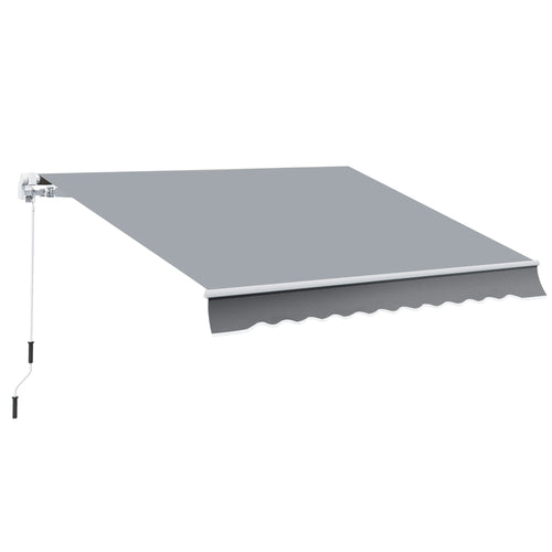 13' x 8' Manual Retractable Patio Awning Sun Shade Outdoor Deck Window Door Canopy Shelter Aluminum Frame Grey