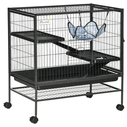 Small Animal Cage with Hammock, 3-Tier Ferret Cage Removable Tray Houses & Habitats Multi Colour  at Gallery Canada