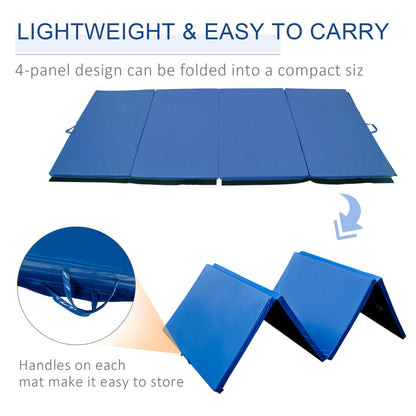 4ft x 8ft x 2inch Tri-Fold Gymnastics Tumbling Mat Exercise Mat with Carrying Handles for MMA, Martial Arts, Stretching, Core Workouts, Dark Blue - Gallery Canada
