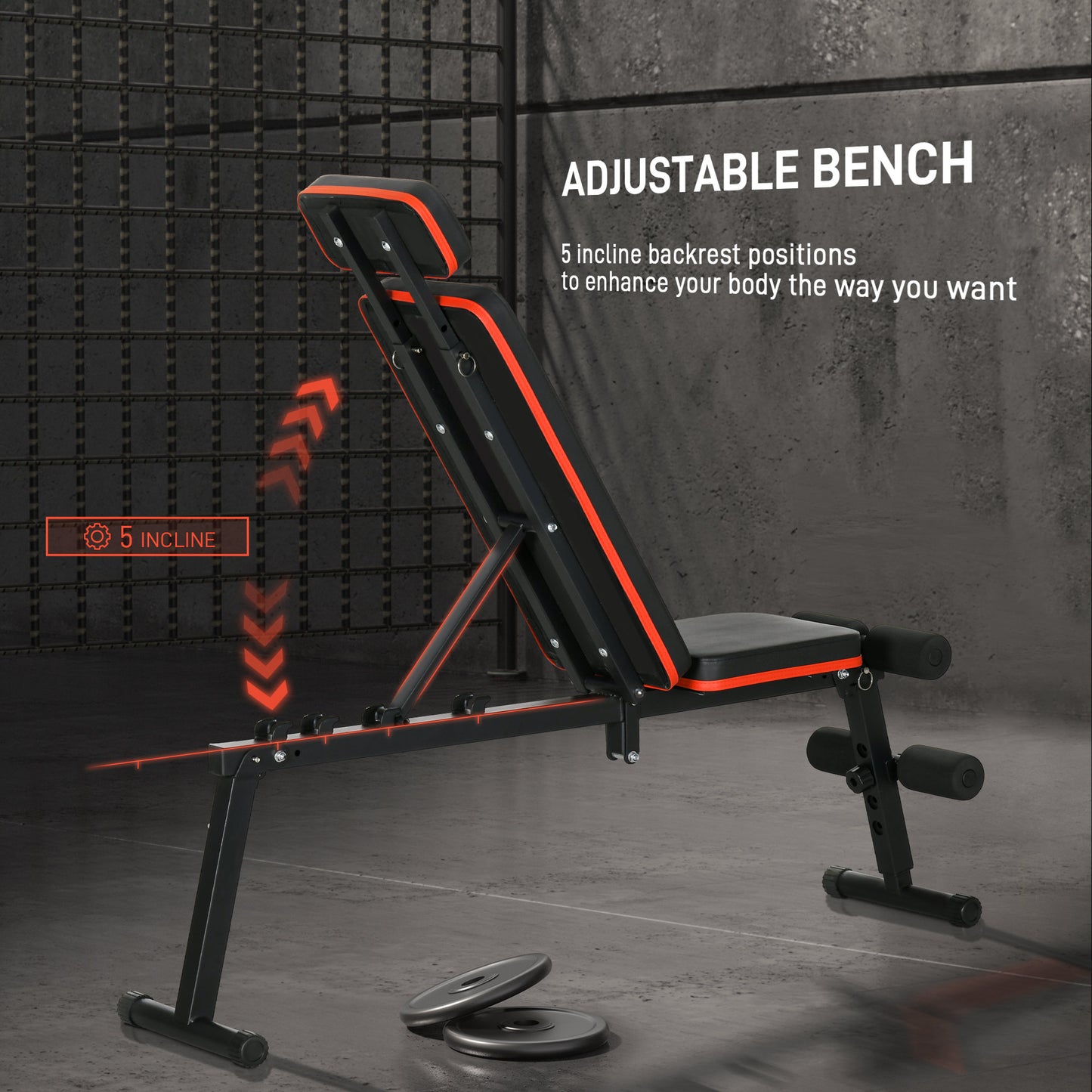 Adjustable Weight Bench, Foldable Workout Bench with Extended Head Protection, Flat or Incline Weight Benches   at Gallery Canada