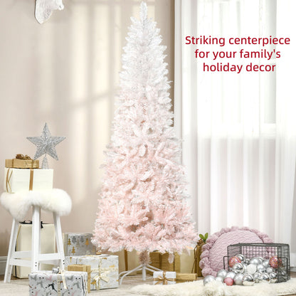 5ft Pencil Artificial Christmas Tree with Pine Realistic Branches, Auto Open, Pink and White Pencil Christmas Trees   at Gallery Canada