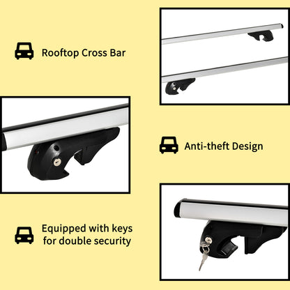 2pc Roof Rack Car Roof Top Lockable Aluminum Cross Bars Adjustable Baggage Luggage Carrier, Silver (53") Automotive   at Gallery Canada