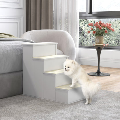 Dog Steps Pet Stairs for Bed Cat Ladder for Couch with Non-Slip Carpet, 15.7" x 23.2" x 21.3", White Dog Stairs   at Gallery Canada