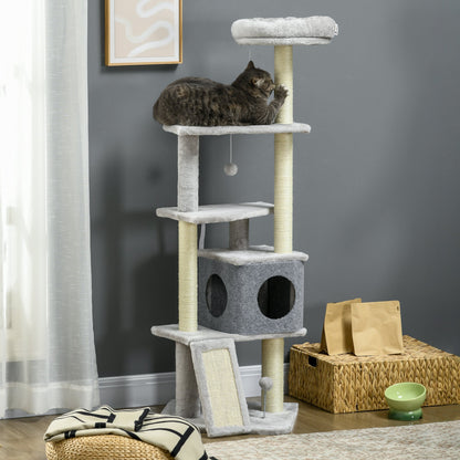 57.5" Cat Tree with Scratching Posts, Large Cat Tower for Indoor Cats with Bed, House, Toys, Grey Cat Posts   at Gallery Canada