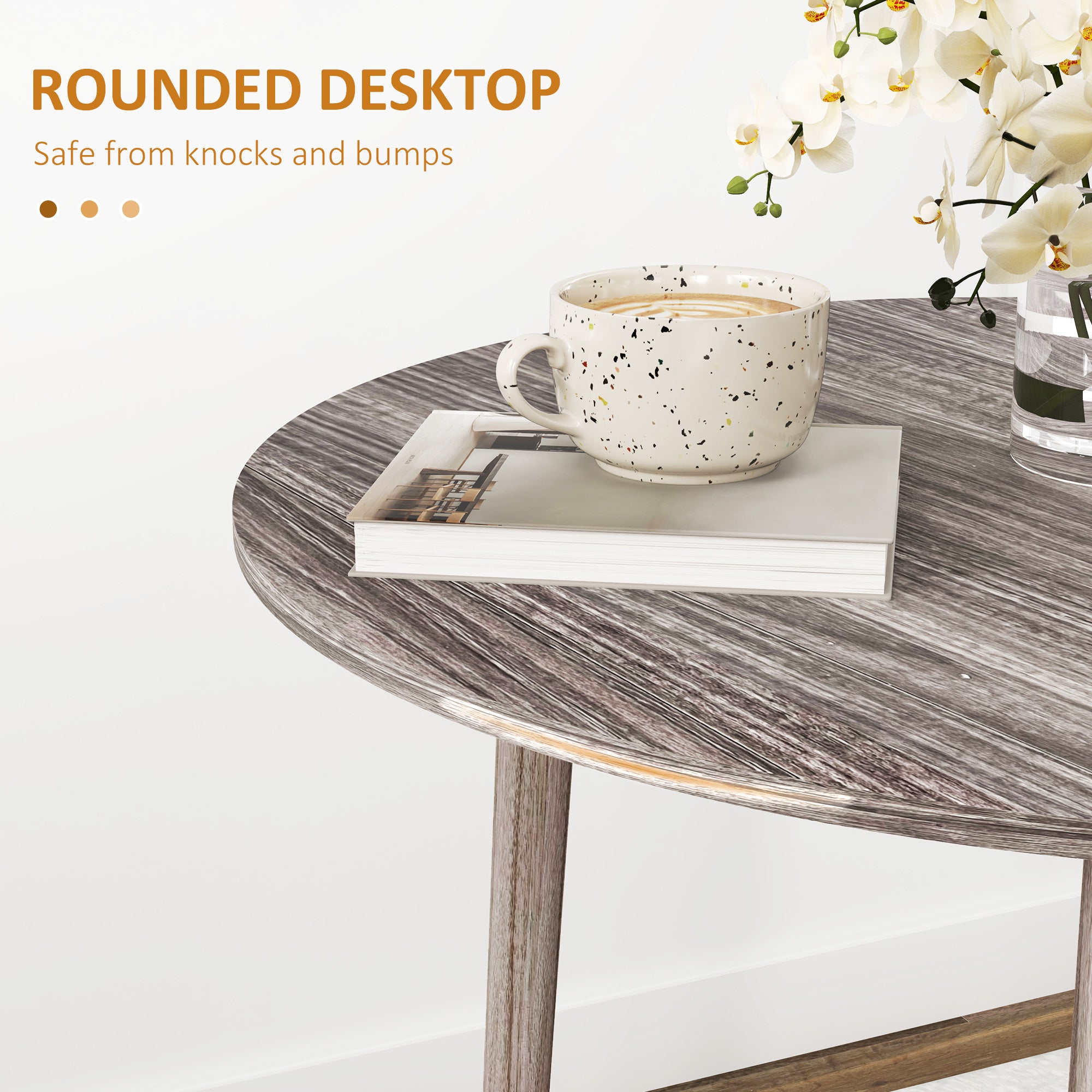 Folding Dining Table, Round Drop Leaf Kitchen Table for Small Spaces with Wood Legs, Distressed Grey Bar Tables & Dining Tables at Gallery Canada