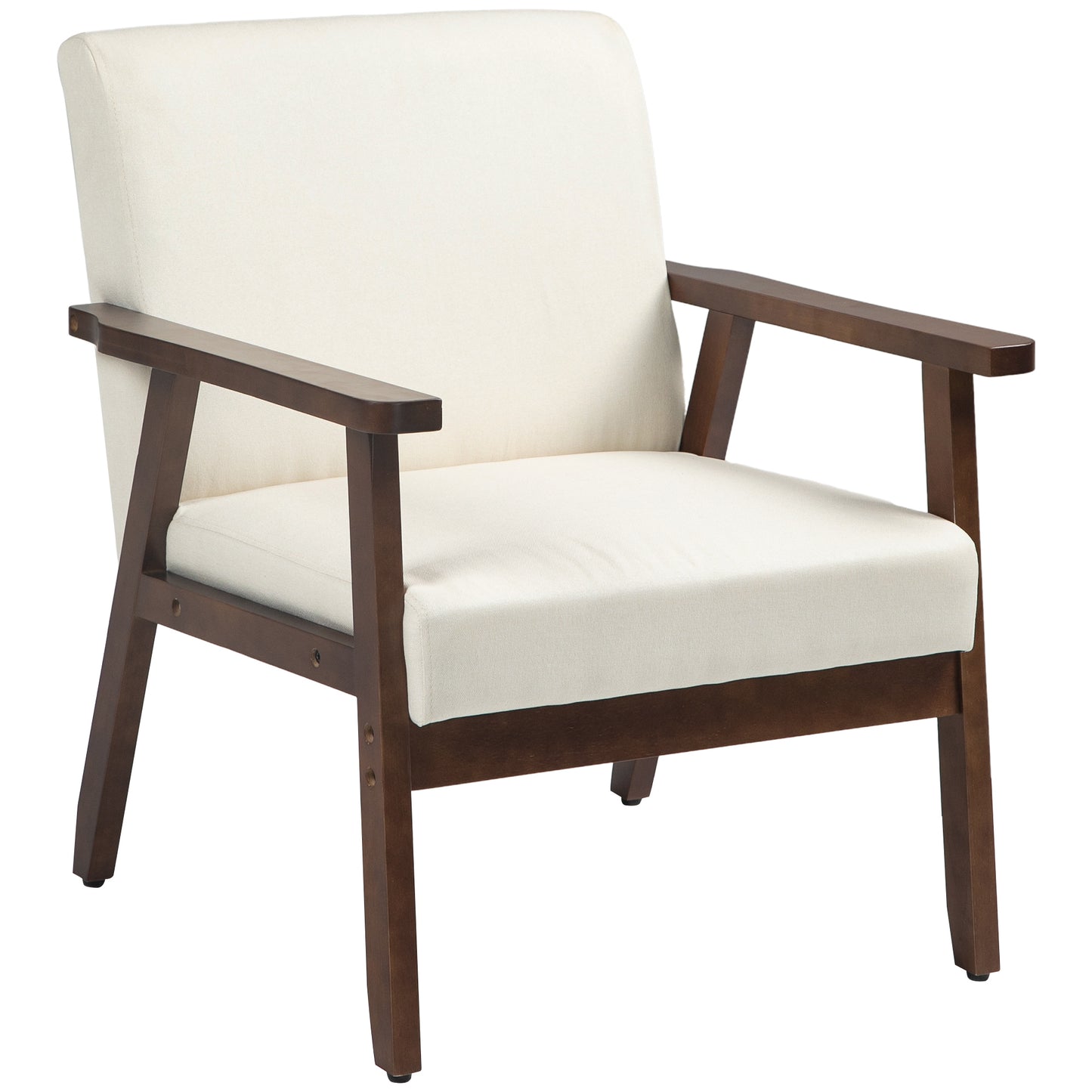 Modern Accent Chairs with Cushioned Seat, Upholstered Linen-Feel Armchair for Bedroom, Living Room, Cream White Accent Chairs   at Gallery Canada