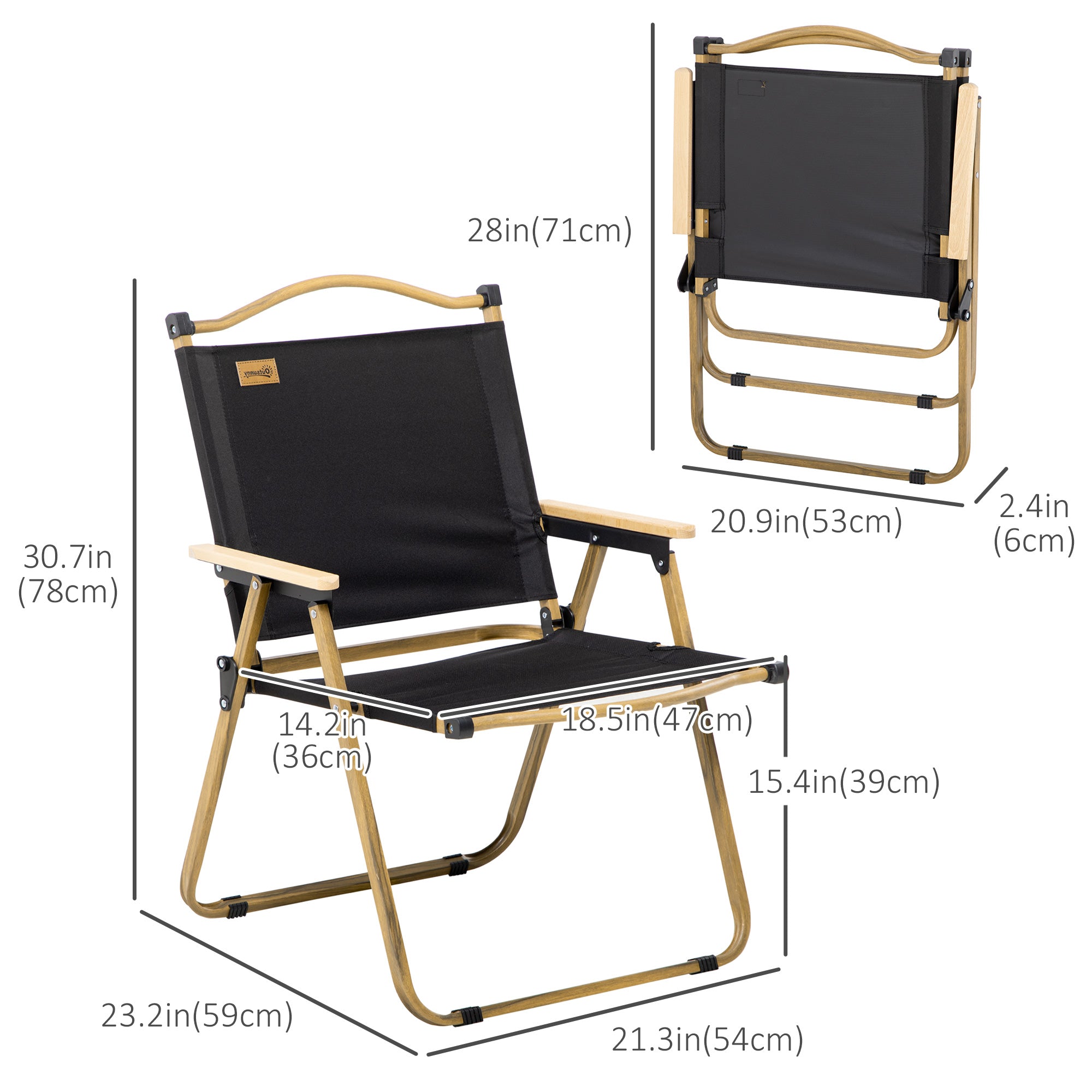 Set of 2 Camping Chair, Lightweight Folding Chair, Portable Armchairs, Excellent for Festivals, Fishing, Beach and Hiking, Black Picnic Tables & Camping Chairs at Gallery Canada