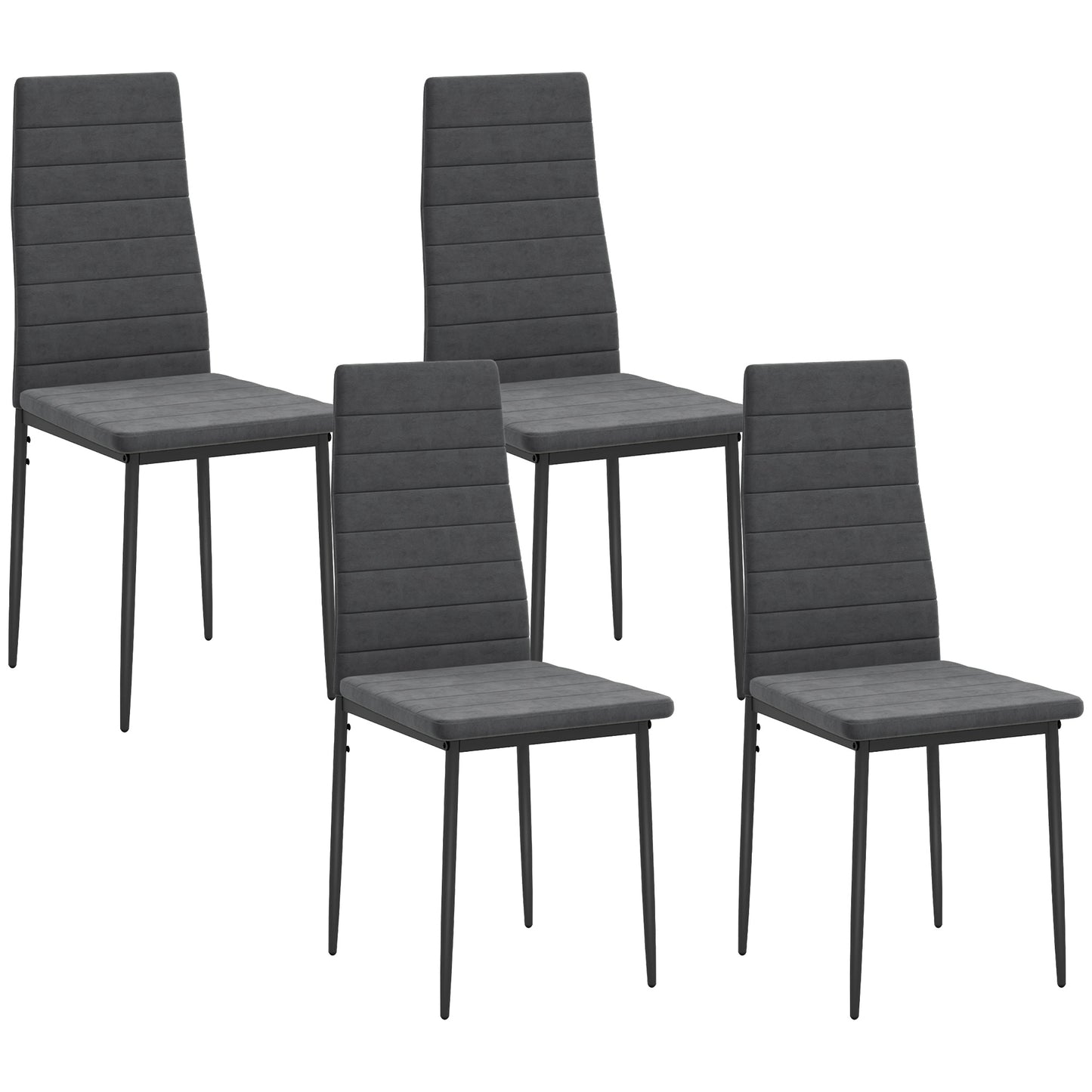 Modern Dining Chairs, Set of 4, High Back Upholstery and Metal Legs for the Living Room, Kitchen, Home Office, Grey Dining Chairs   at Gallery Canada