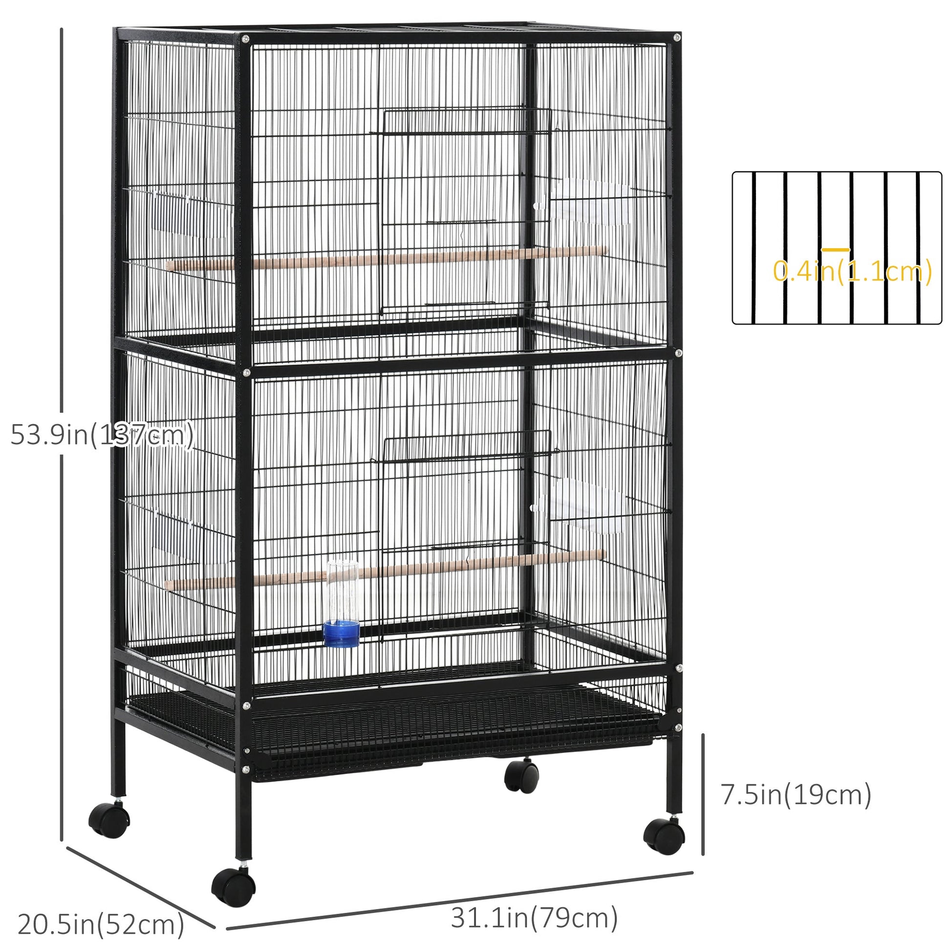 Bird Cage Conure Parrot Budgie Cage with Bird Perch &; Wheels, Black Bird Cages   at Gallery Canada