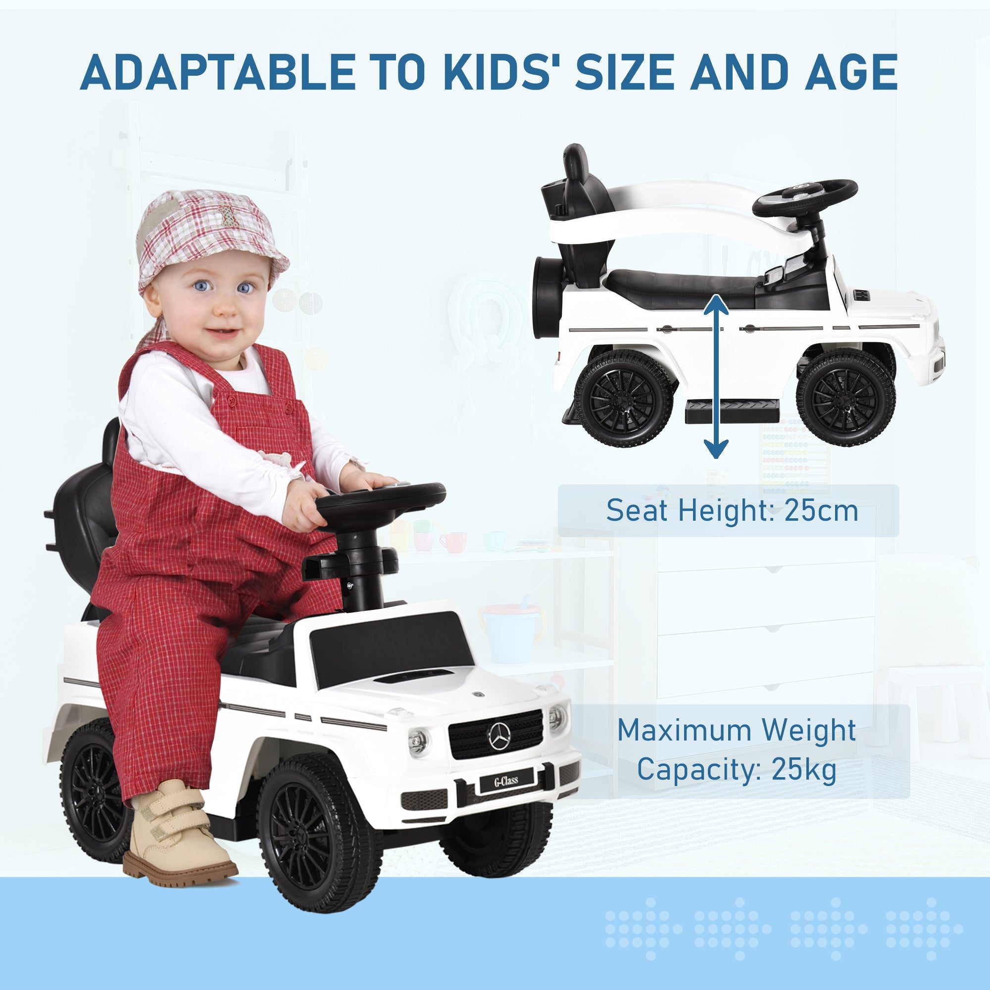 G350 Toddler Ride-on Sliding Car Walker with Horn and Storage, White Push Cars for Toddlers   at Gallery Canada