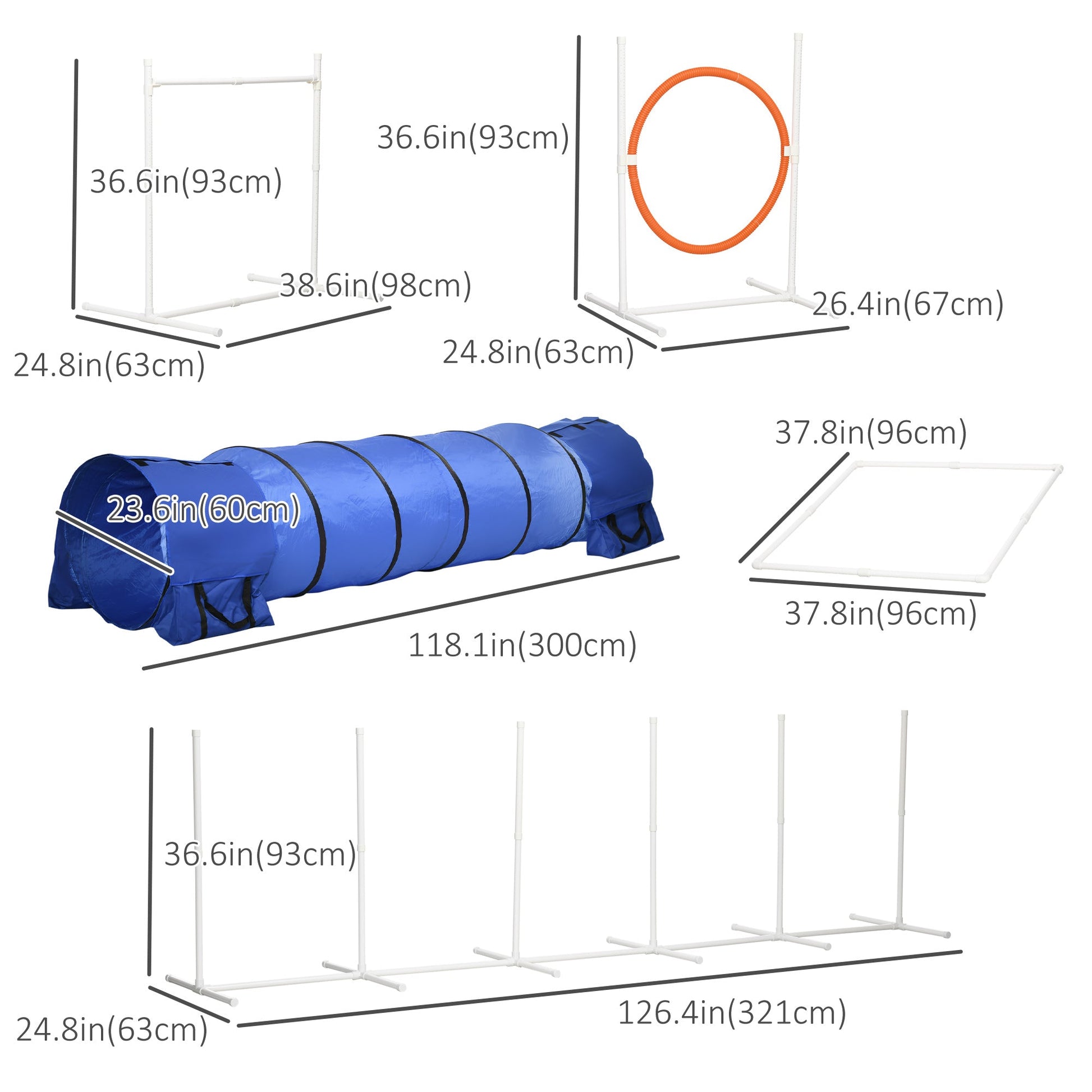 Adjustable Dog Agility Training Set with Jump Ring, Poles, Box, Bag, Whistle Dog Agility Training Equipment   at Gallery Canada