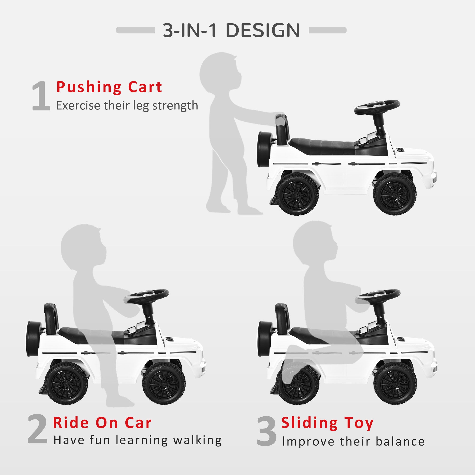 Compatible Baby Toddler Push Car Foot-to-Floor Ride-On Wheel Mercedes-Benz G350 Licensed White Push Cars for Toddlers at Gallery Canada