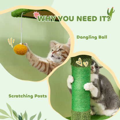 Floor to Ceiling Cat TreeTower with 90.5"-108" Adjustable Height, Scratching Posts, Hammock, Comdo, Toy Ball, Green Floor to Ceiling Cat Trees   at Gallery Canada