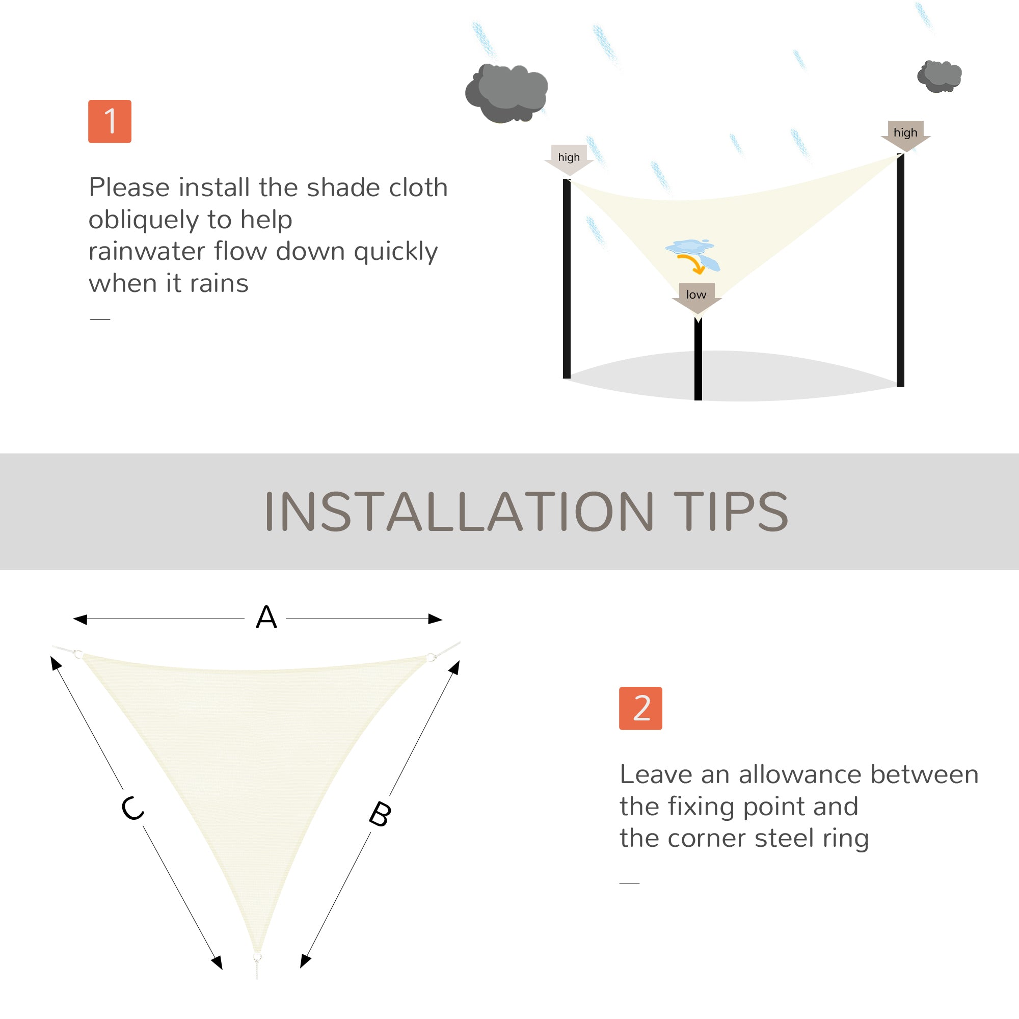 Triangle 10' x 10' x 10' Outdoor Sun Shade Sail, Garden Cover UV Block Fabric Canopy for Patio, Deck, Cream Shade Sails at Gallery Canada