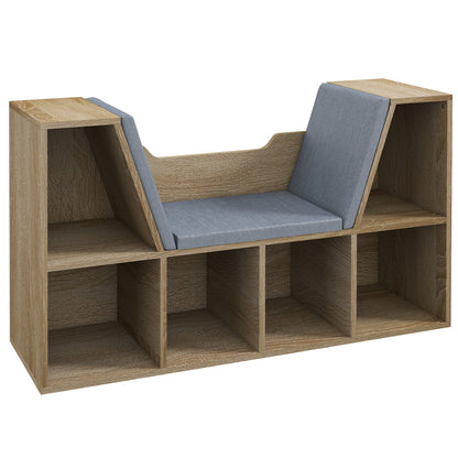 6-Cubby Bookcase with Seat Cushion, Cube Storage Shelf with Reading Nook for Home Office, Study, Oak Bookshelves & Bookcases at Gallery Canada