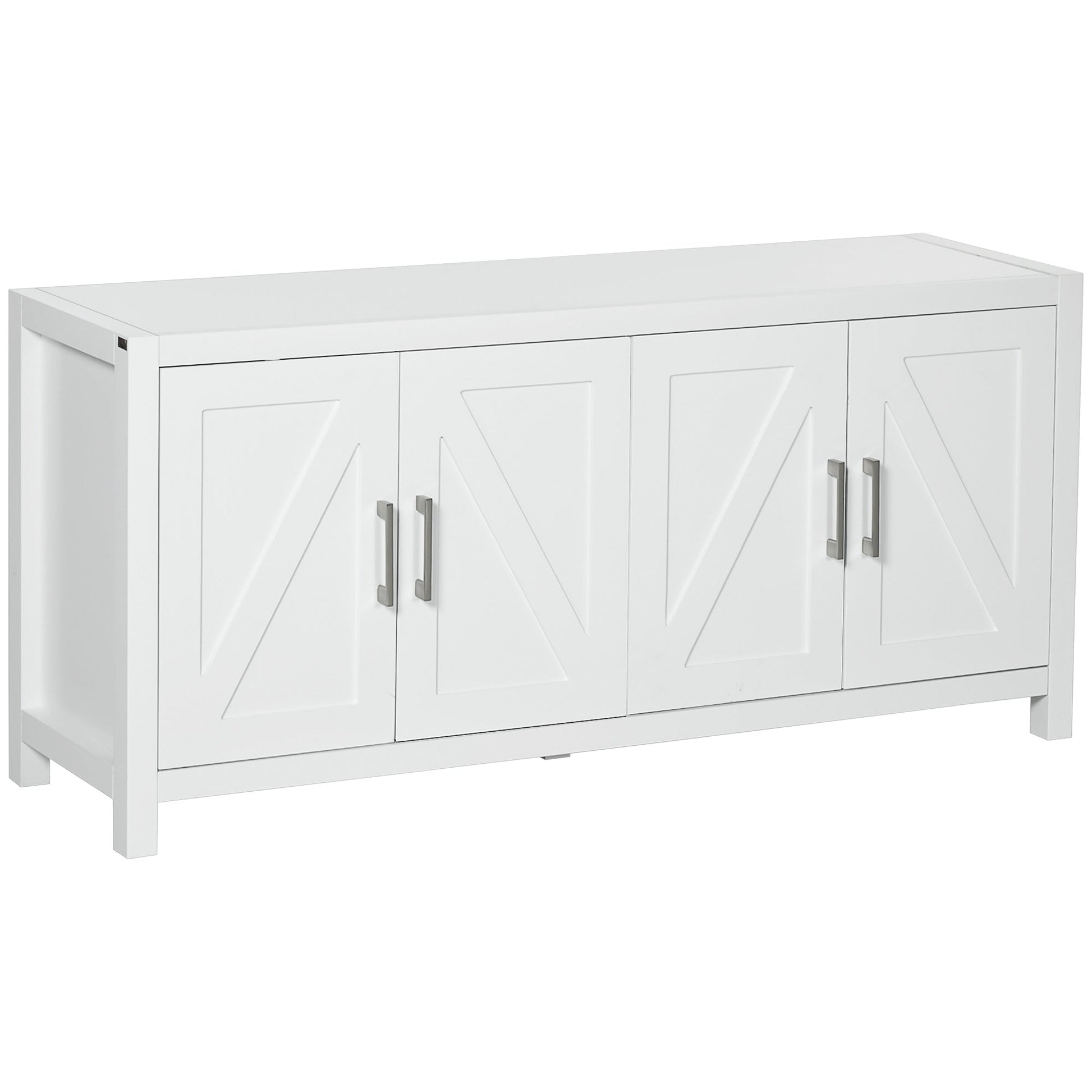 Sideboard Cabinet Buffets Table with Barn Style Doors TV Cabinet Stand for TVs up to 65" with 4 Cable Holes White Bar Cabinets White  at Gallery Canada