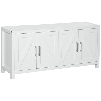 Sideboard Cabinet Buffets Table with Barn Style Doors TV Cabinet Stand for TVs up to 65" with 4 Cable Holes White Bar Cabinets White  at Gallery Canada