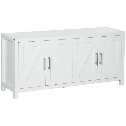 Sideboard Cabinet Buffets Table with Barn Style Doors TV Cabinet Stand for TVs up to 65" with 4 Cable Holes White Bar Cabinets White  at Gallery Canada