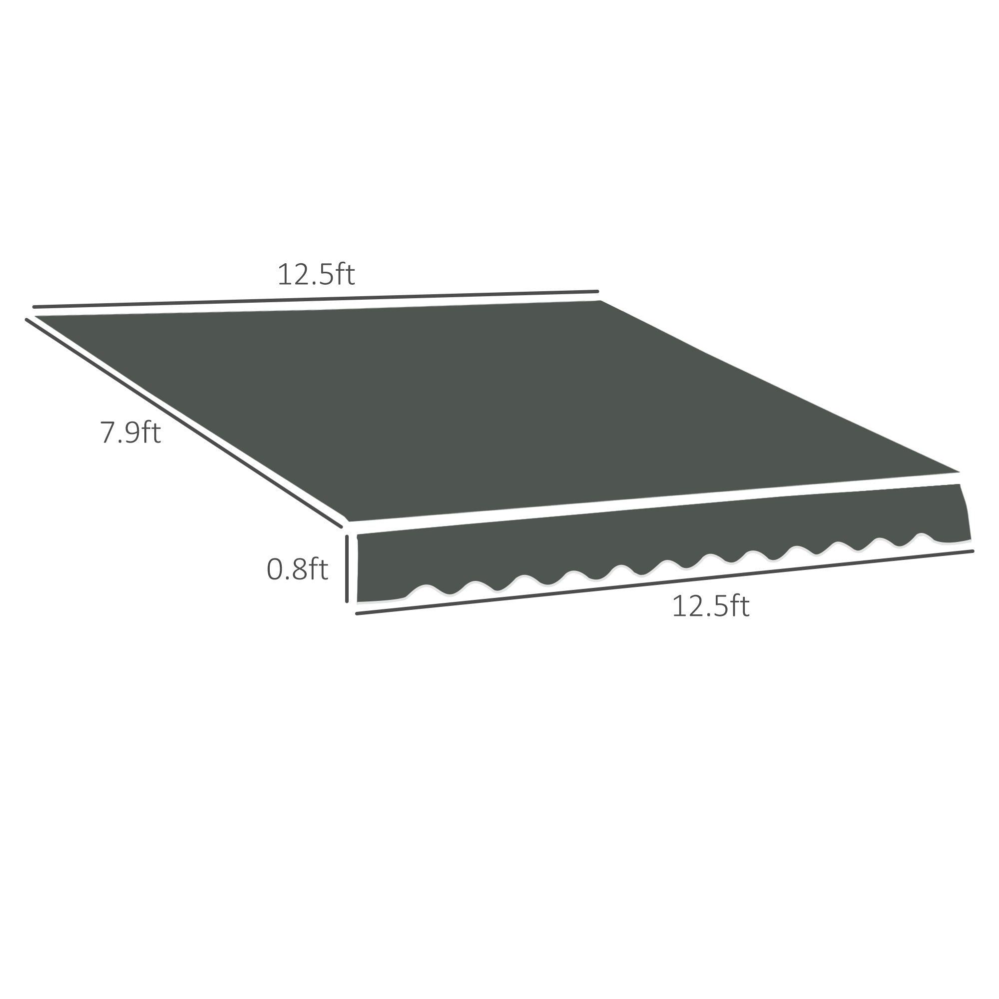 13' x 8' Retractable Awning Fabric Replacement Outdoor Sunshade Canopy Awning Cover, UV Protection, Grey Awning Fabric Replacement at Gallery Canada