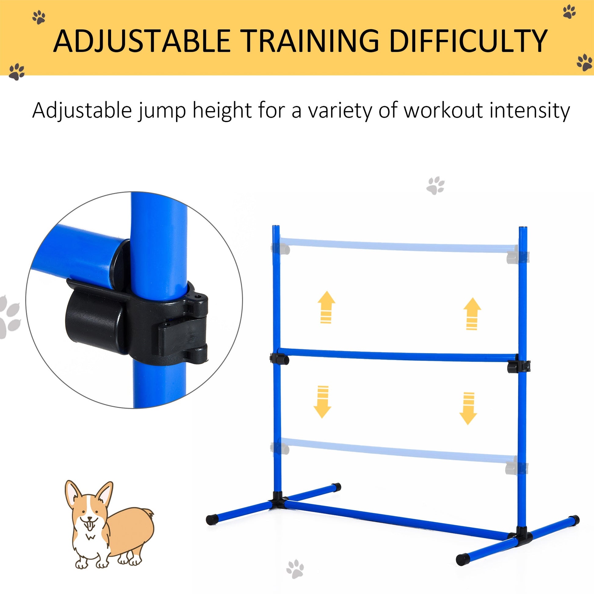 Set of 4 Dog Training Agility Gear Adjustable Jump Bar Pet Exercise Kit with Carrying Bag (Blue) Dog Agility Training Equipment   at Gallery Canada