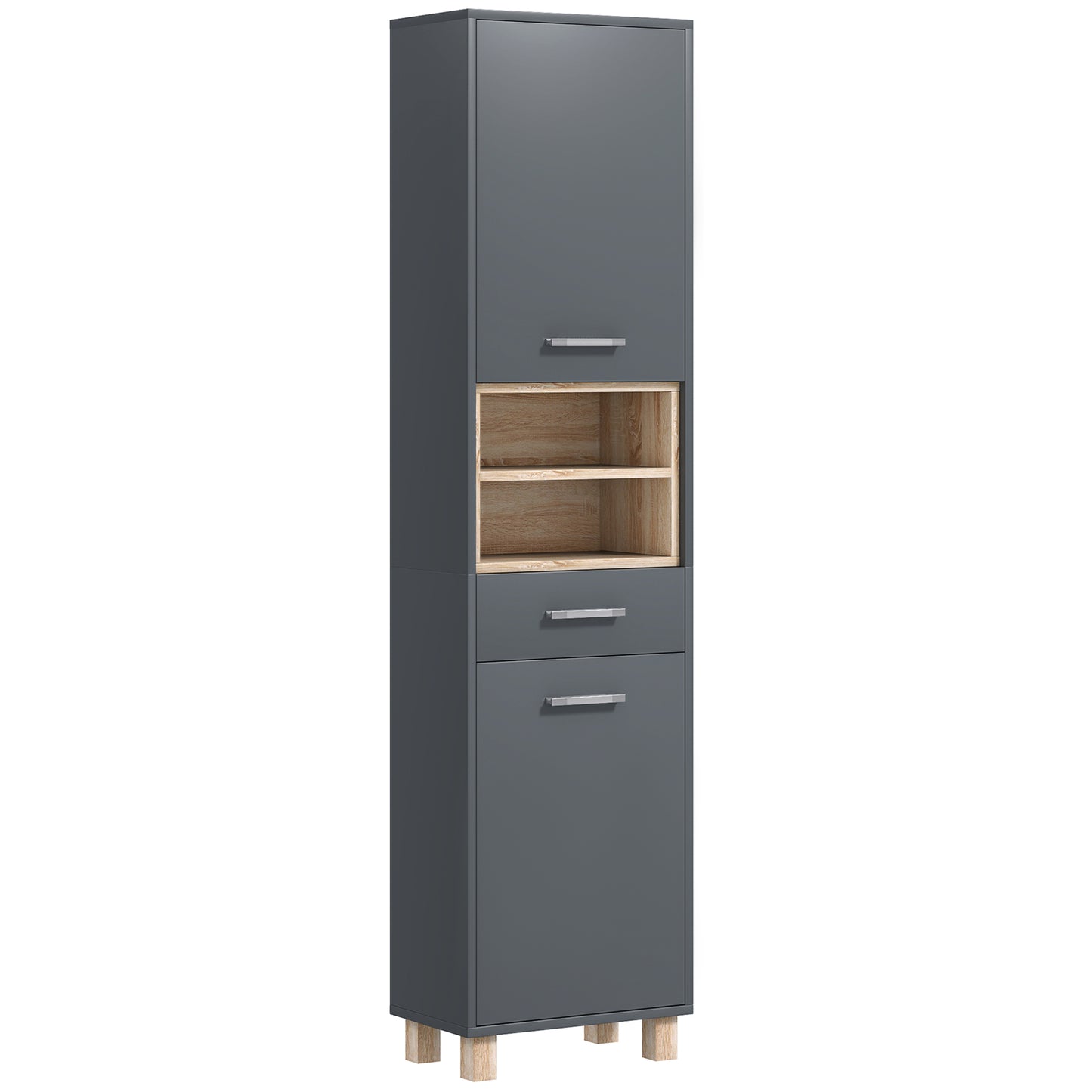 Tall Bathroom Storage Cabinet, Freestanding Bathroom Cabinet with Open Compartments, Double Doors and Drawer Bathroom Cabinets   at Gallery Canada