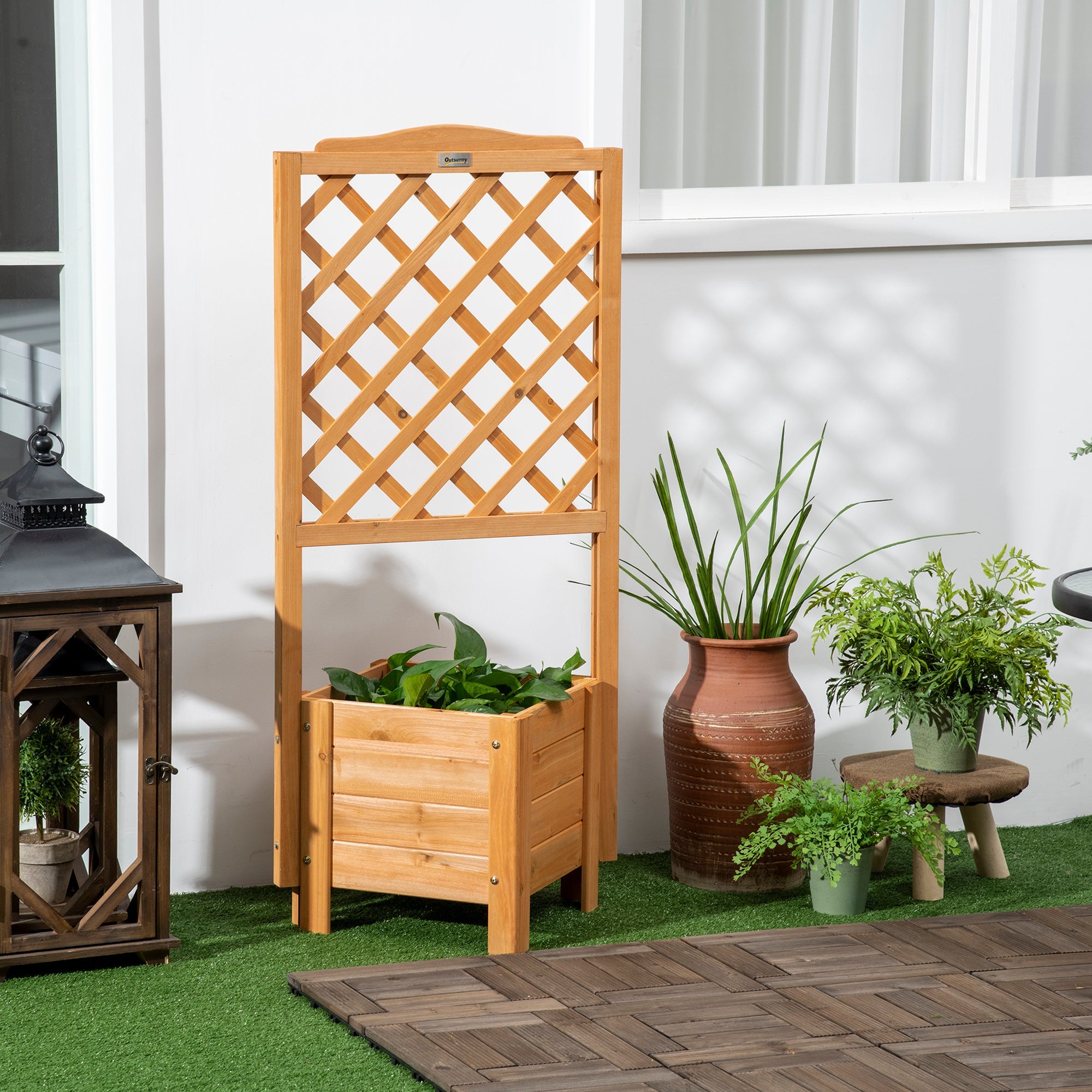 Wood Planter with Trellis, Raised Garden Bed to Grow Vegetables, Herbs, and Flowers for Backyard, Patio, Deck Wooden Planter Boxes   at Gallery Canada