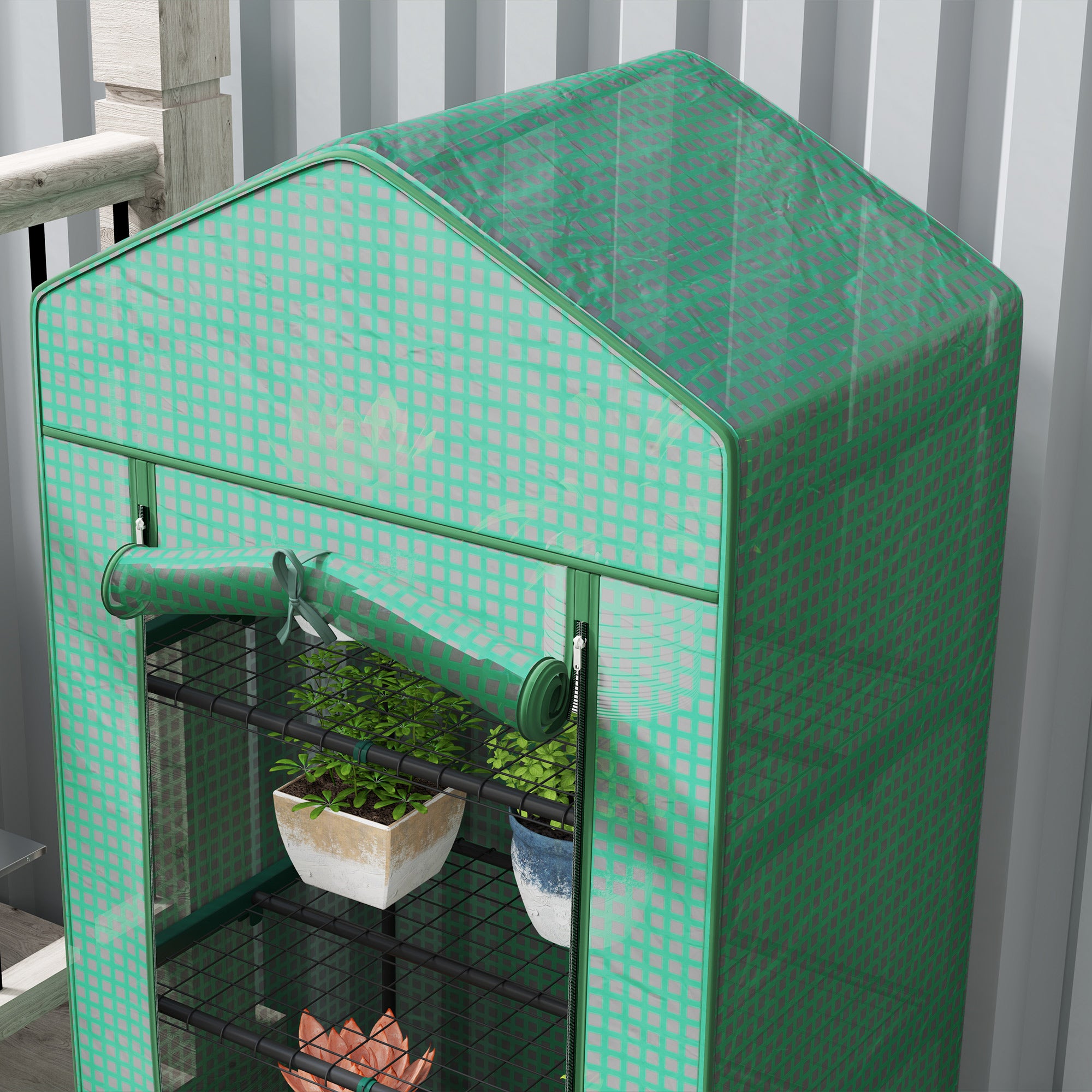 5 Tier Mini Greenhouse, Portable Outdoor Flower Stand with Shelf Clips, Indoor Greenhouse with Steel Frame, Transparent, 27.25