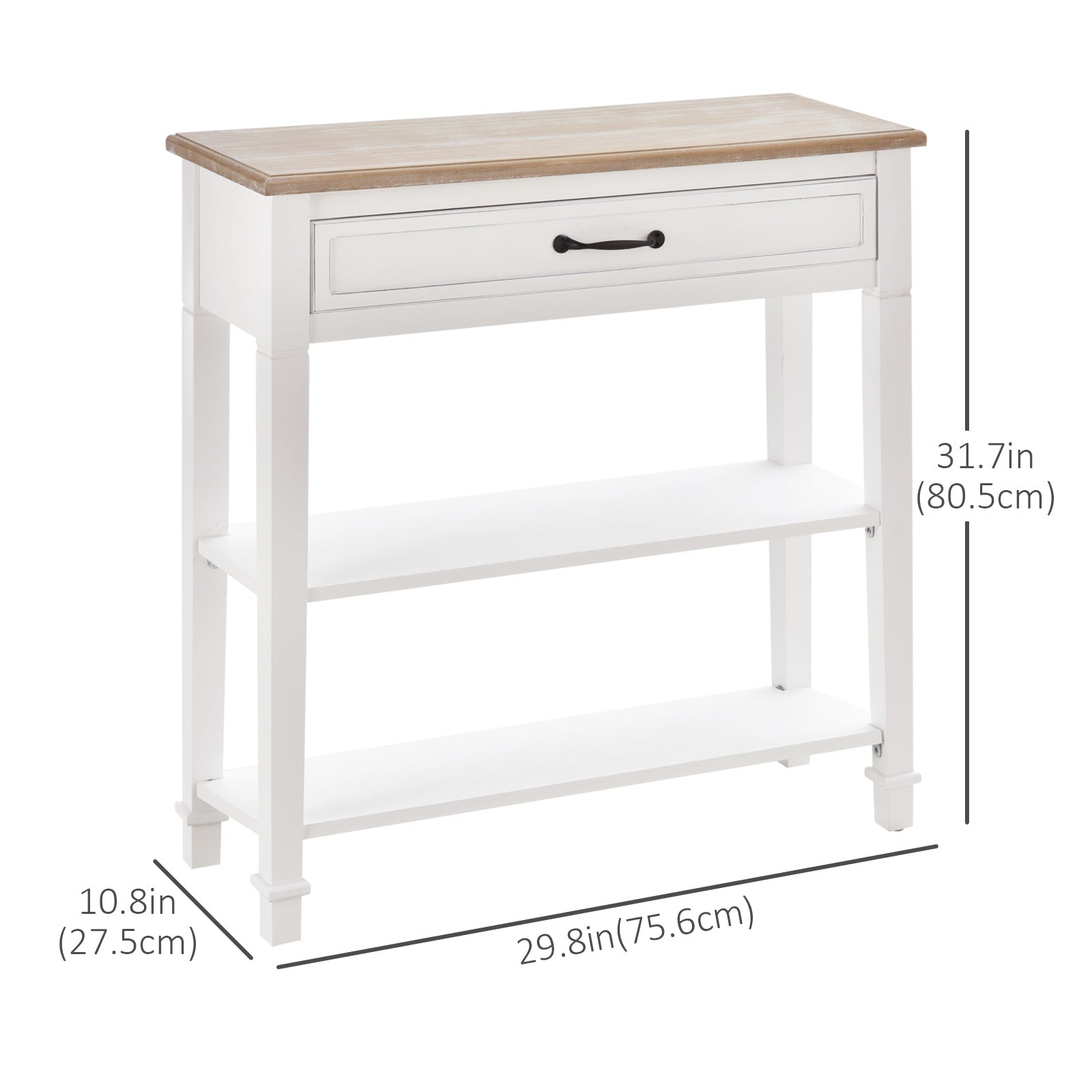 Console Table, Modern Entryway Table with Drawer and 2 Shelves, Sofa Table for Living Room, Hallway, White Console Tables   at Gallery Canada