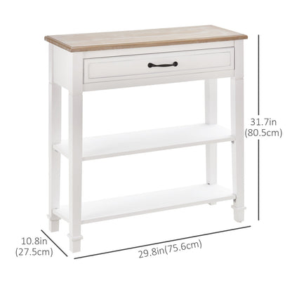 Console Table, Modern Entryway Table with Drawer and 2 Shelves, Sofa Table for Living Room, Hallway, White Console Tables   at Gallery Canada