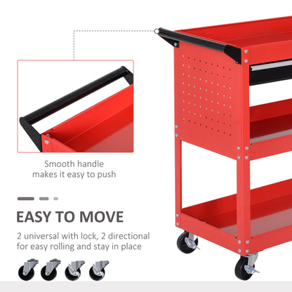 Tool Cart on Wheels, Utility Cart with Wheels, Ball Bearing Drawer, Storage Trays for Garage, Warehouse, Workshop, Red Tool Organizers   at Gallery Canada