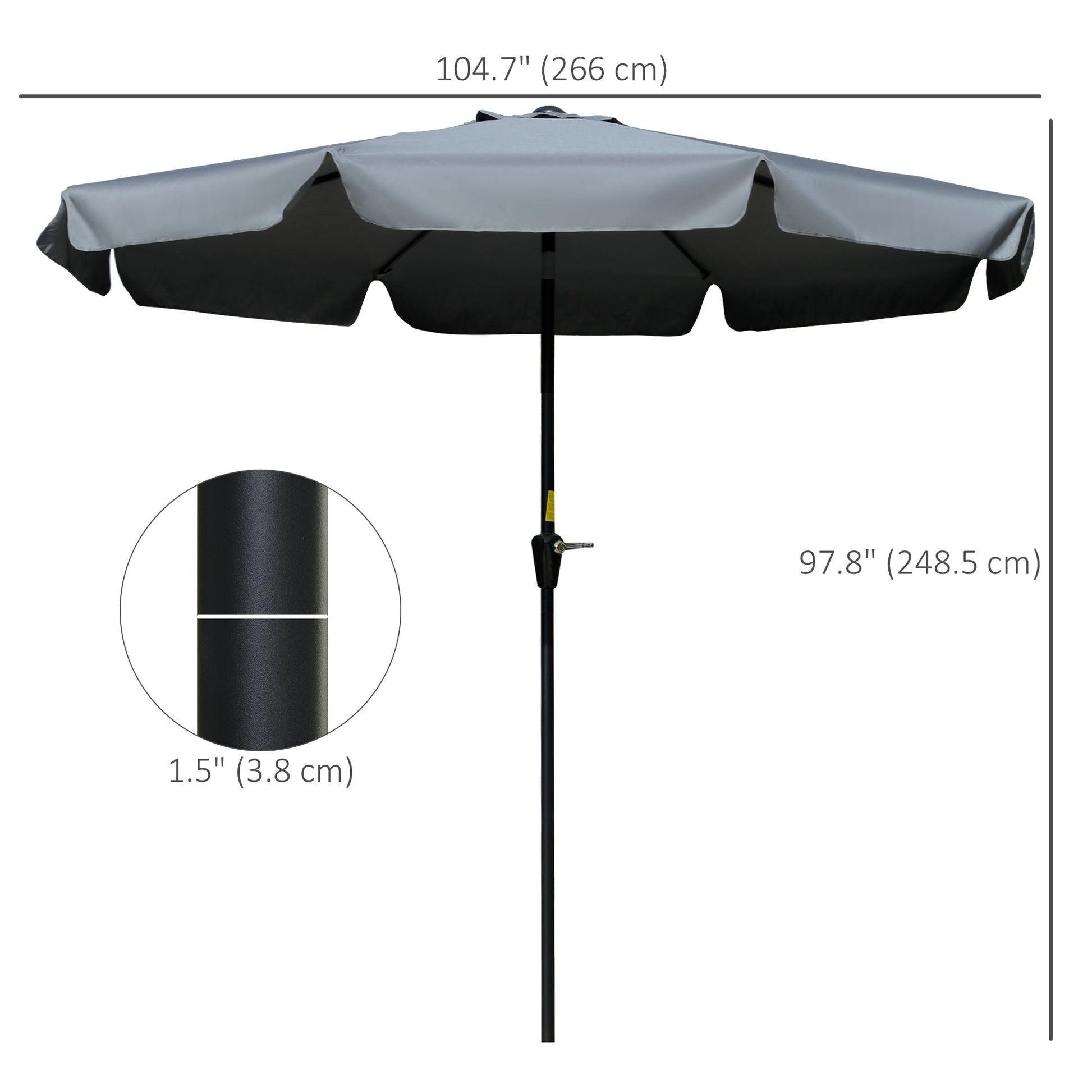 8.5 ft Outdoor Market Table Umbrella, Round Patio Umbrella with Tilt and Crank for Garden, Backyard, Deck, Dark Grey Sun Umbrellas   at Gallery Canada