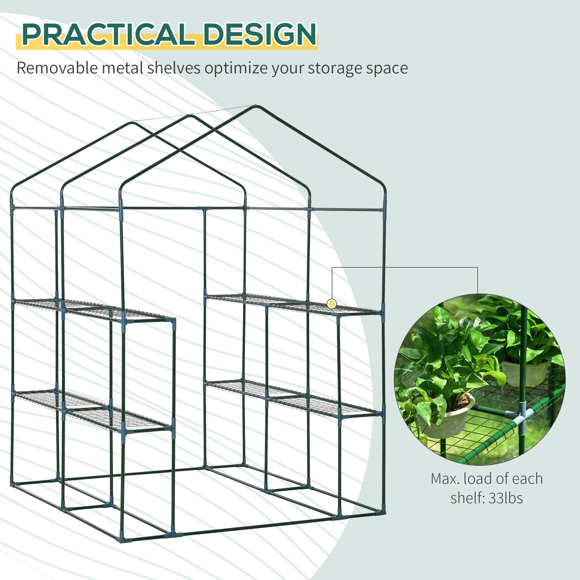 56" x 56" x 77" Walk-in Plant Greenhouse Portable Garden Flower Seed Warm House 8 Shelves Outdoor Plant Growth Hot House PVC Cover Transparent Walk In Greenhouses   at Gallery Canada