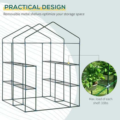 56" x 56" x 77" Walk-in Plant Greenhouse Portable Garden Flower Seed Warm House 8 Shelves Outdoor Plant Growth Hot House PVC Cover Transparent Walk In Greenhouses   at Gallery Canada