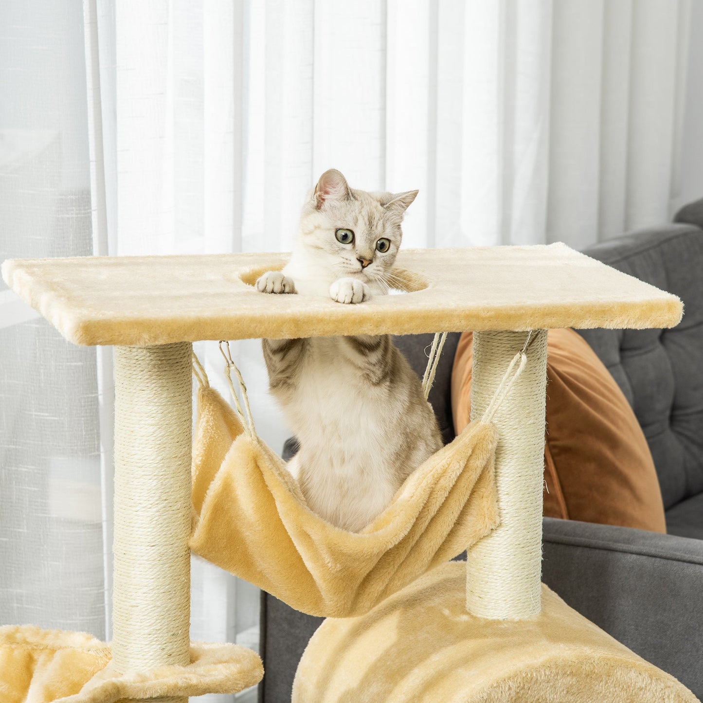 39" Deluxe Cat Tree Tower Scratching Post Kitten Condo Activity Center Deep Cream Cat Towers at Gallery Canada