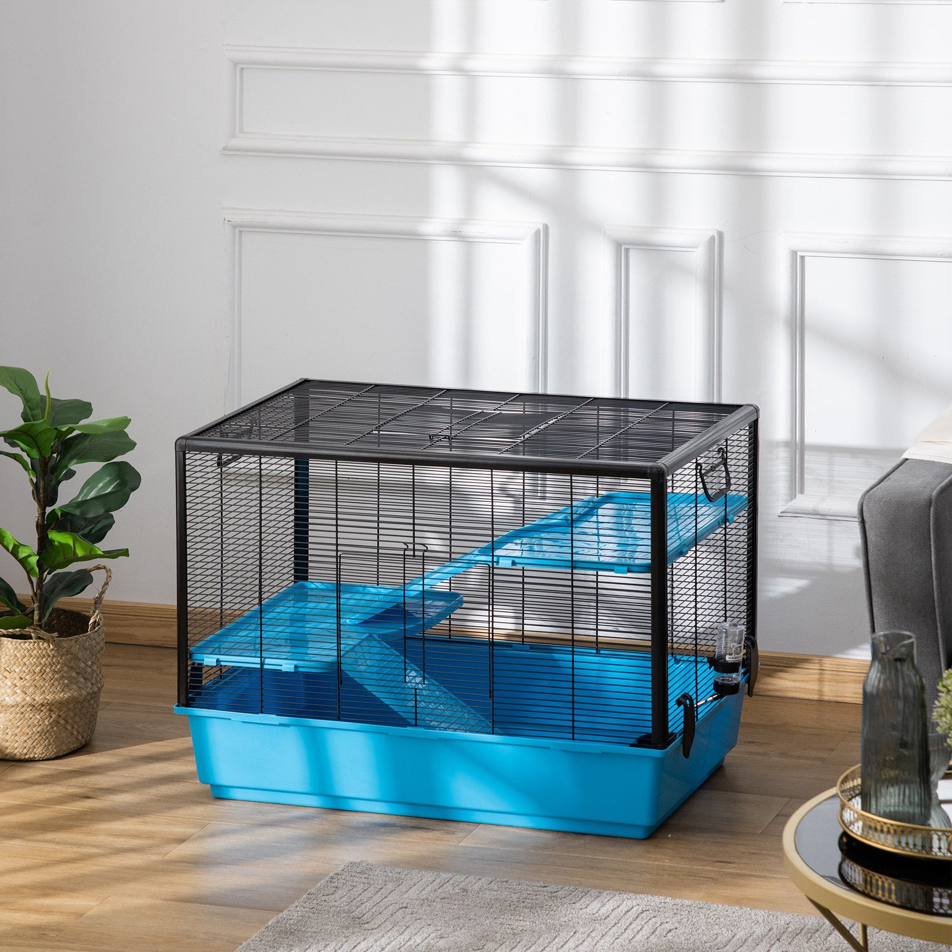 3-tier Hamster Cage, Guinea Pig Cage with Accessories Food Dish Water Bottle, Ramps, 31.5"x19"x 23", Light Blue Houses & Habitats   at Gallery Canada