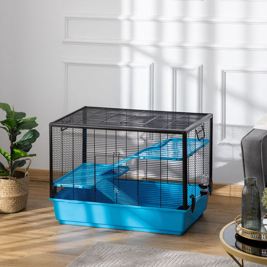 3-tier Hamster Cage, Guinea Pig Cage with Accessories Food Dish Water Bottle, Ramps, 31.5"x19"x 23", Light Blue - Gallery Canada