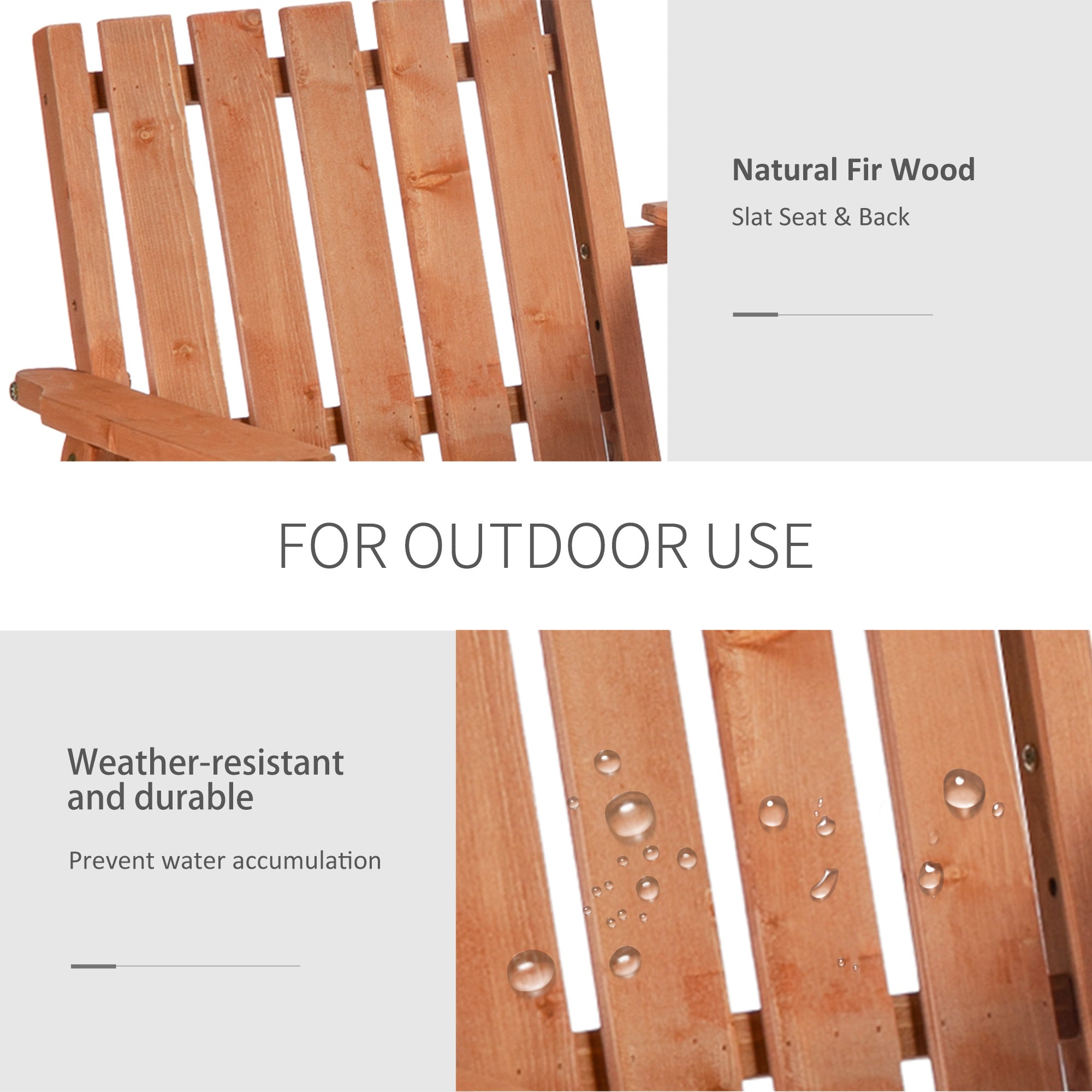 Garden Bench for 2 Persons with Middle Table and Umbrella Hole, 2-Seater Outdoor Wooden Bench with Slat Design, Orange Outdoor Benches at Gallery Canada