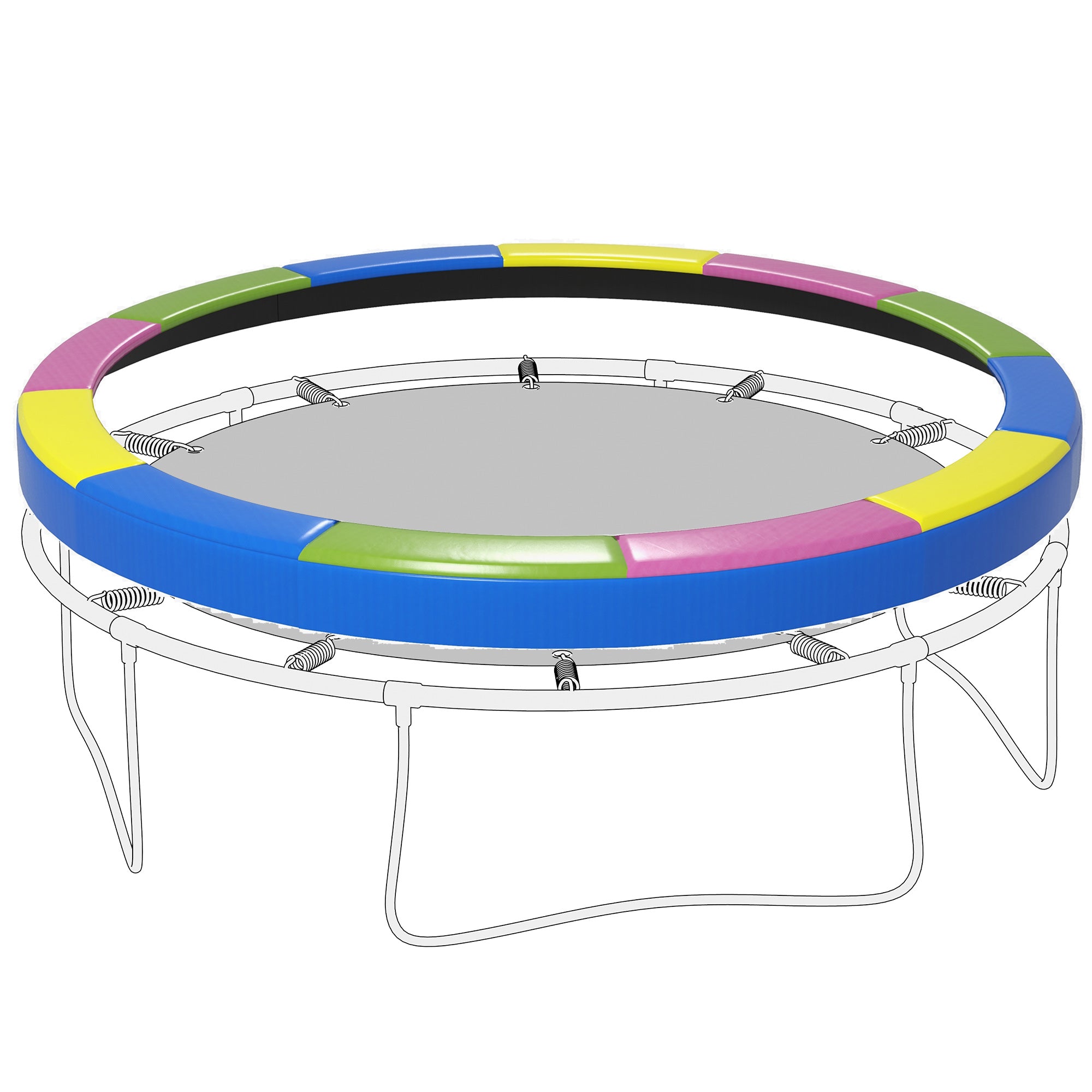 12FT Trampoline Spring Cover, Trampoline Pad Replacement, Waterproof and Tear-Resistant, All-Weather Trampoline Accessories, Multi-Colored Trampolines Multi-Colored at Gallery Canada