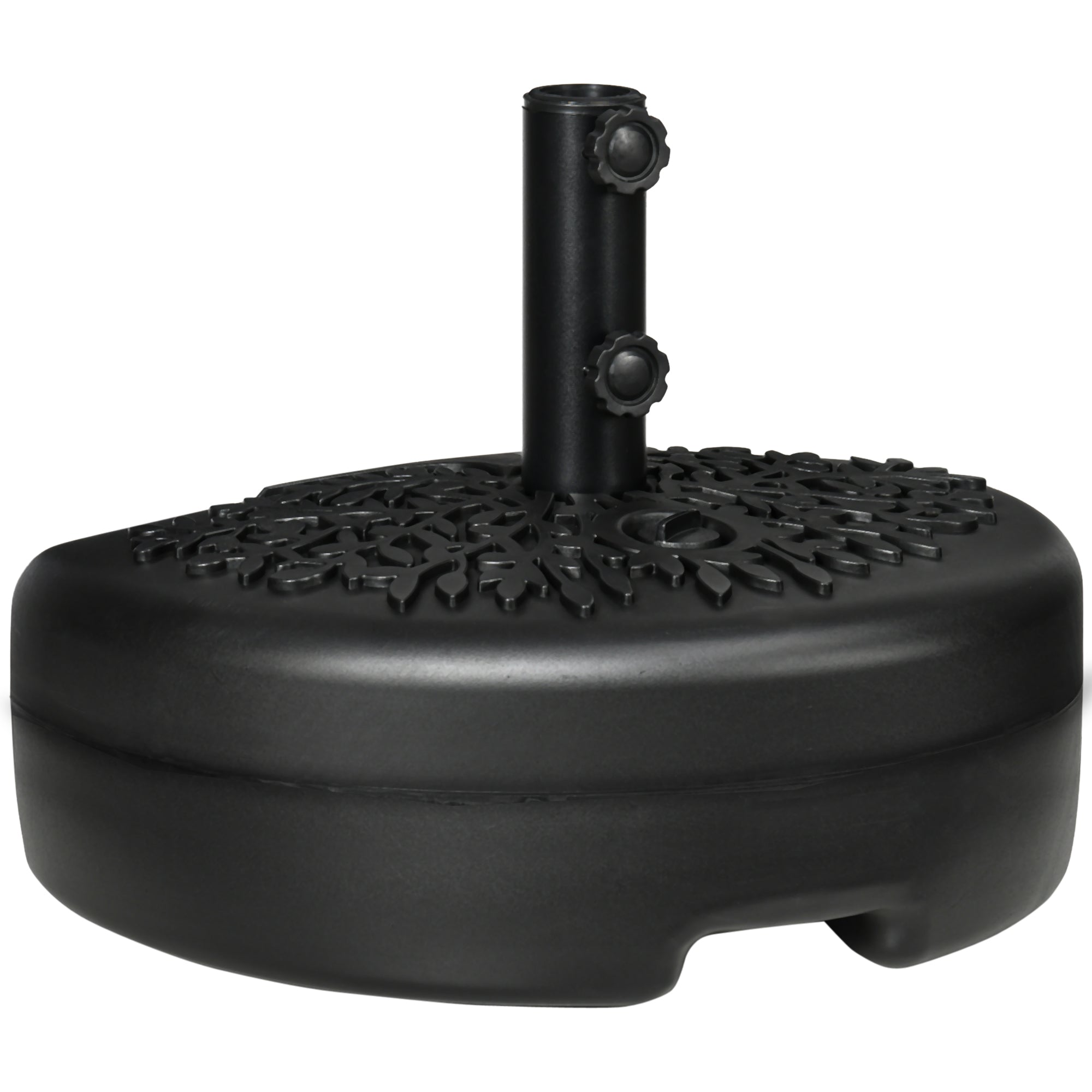 Half Round Umbrella Base, Sand or Water Filled Half Patio Umbrella Stand Holder 40lb Water or 46lb Sand, Black Umbrella Bases Black at Gallery Canada