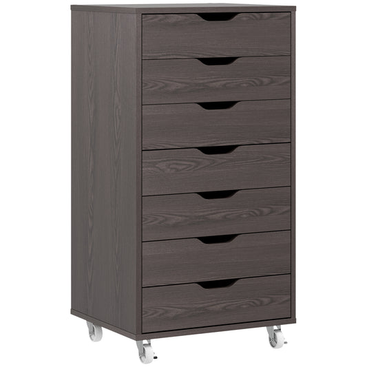 7-drawer Vertical File Cabinet for Home Office, Storage Cabinet with Wheels, 18.7"x15.6"x35.4", Grey Wood Grain Office Cabinets & Cupboards   at Gallery Canada