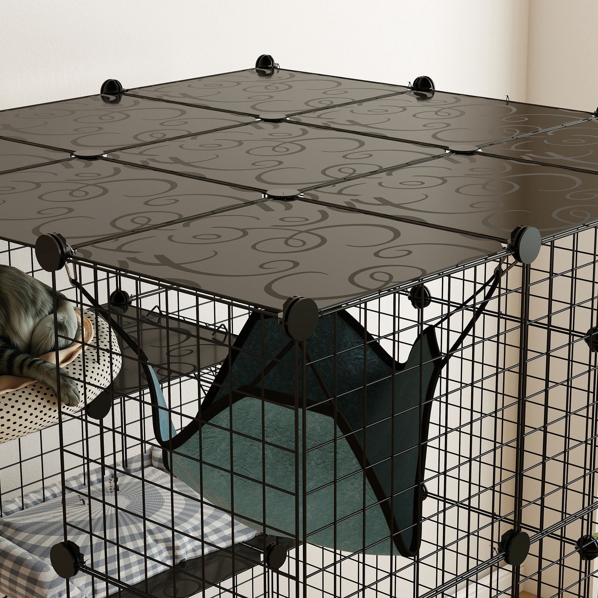 4 Tier DIY Cat Cage Indoor, Catio for 1-3 Cats with Hammock, 5 Doors, 3 Ramps, 3 Jumping Platforms, for 1-3 Cats, Black Outdoor Cat Enclosures at Gallery Canada