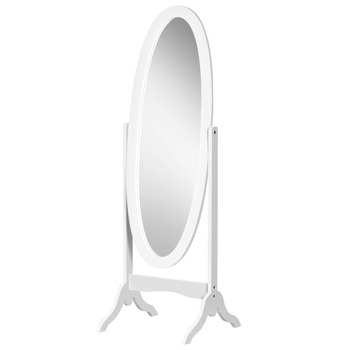 Floor Standing Mirror Full Length Mirror with Adjustable Angle Oval Frame for Dressing Room Bedroom Living Room White Full Length Mirrors at Gallery Canada