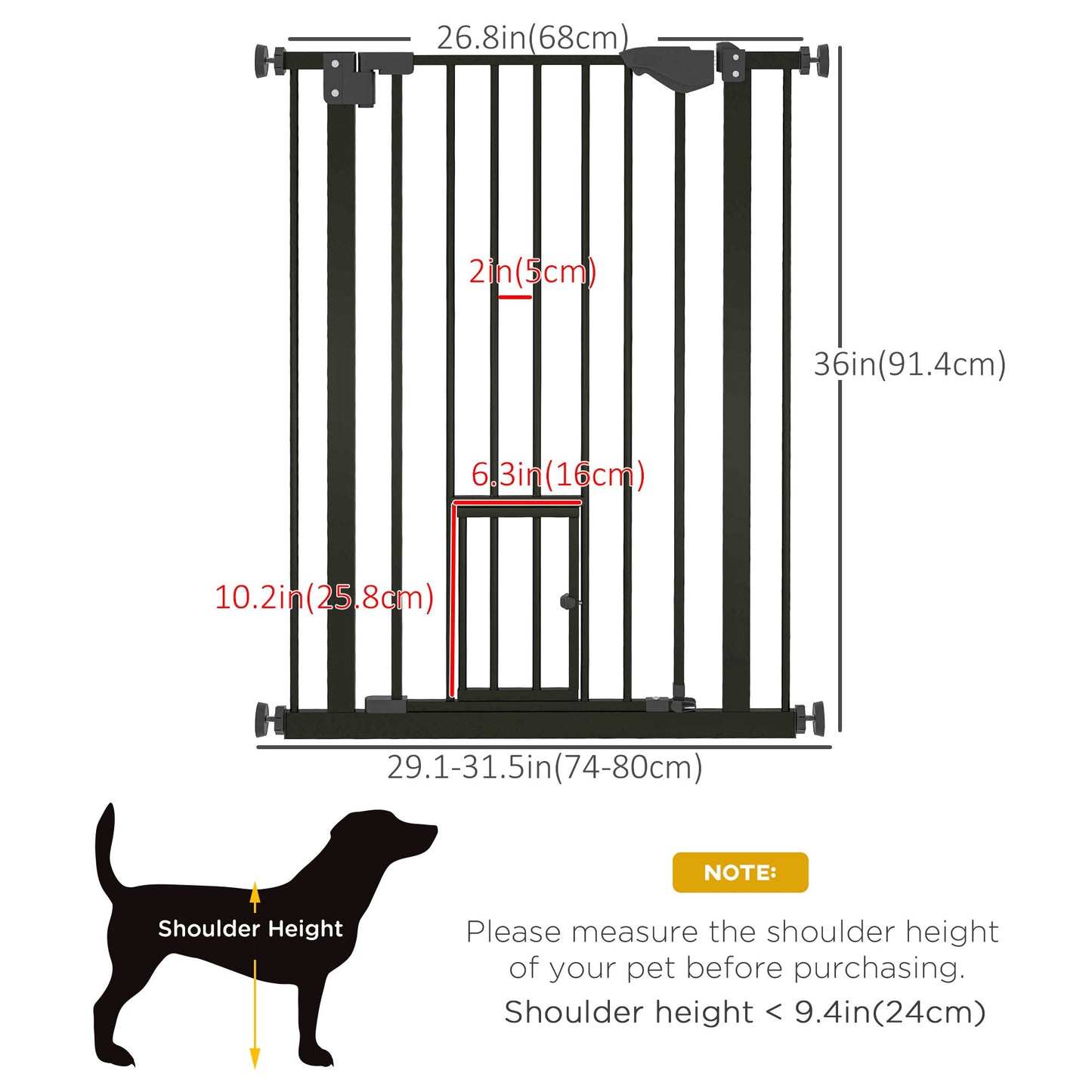 36" Easy Open Indoor Dog Gates for Doorways, House, Stair - Black Houses, Kennels & Pens   at Gallery Canada