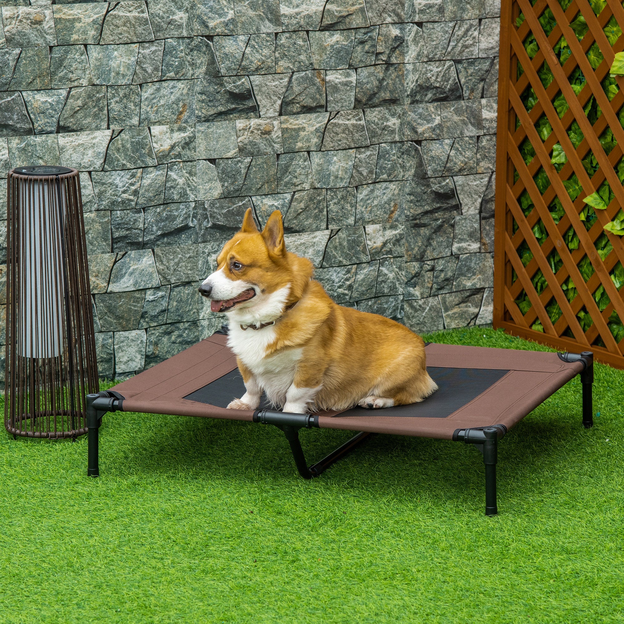 Elevated Dog Bed with Canopy, Portable Raised Dog Cot for L Sized Dogs, Indoor &; Outdoor, 36