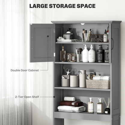 Modern Over The Toilet Storage, Bathroom Cabinets Over Toilet with Open Shelves and Double Door Cabinet, Grey Bathroom Cabinets   at Gallery Canada